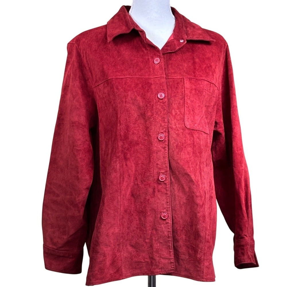 Coldwater Creek Red Suede Leather Jacket PM Americana Fall Layering Rustic